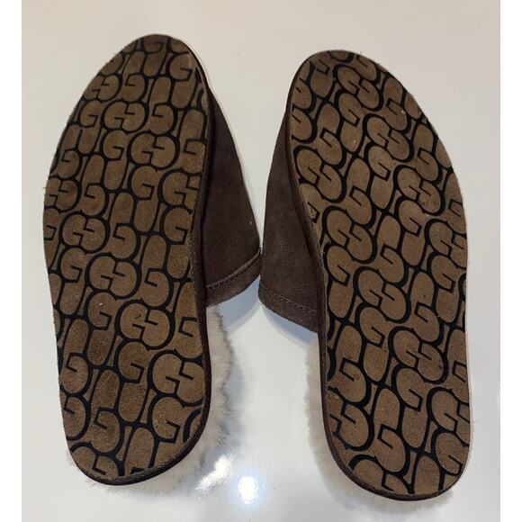 UGG Leisure Suede UGG Wool Lamb Fur Lined Slides Slippers Men's Size 9 Brown - Picture 7 of 7
